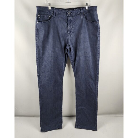 AG Adriano Goldschmied The Everett Pants Men 38x32 Blue Geometric Slim Straight - Picture 1 of 10